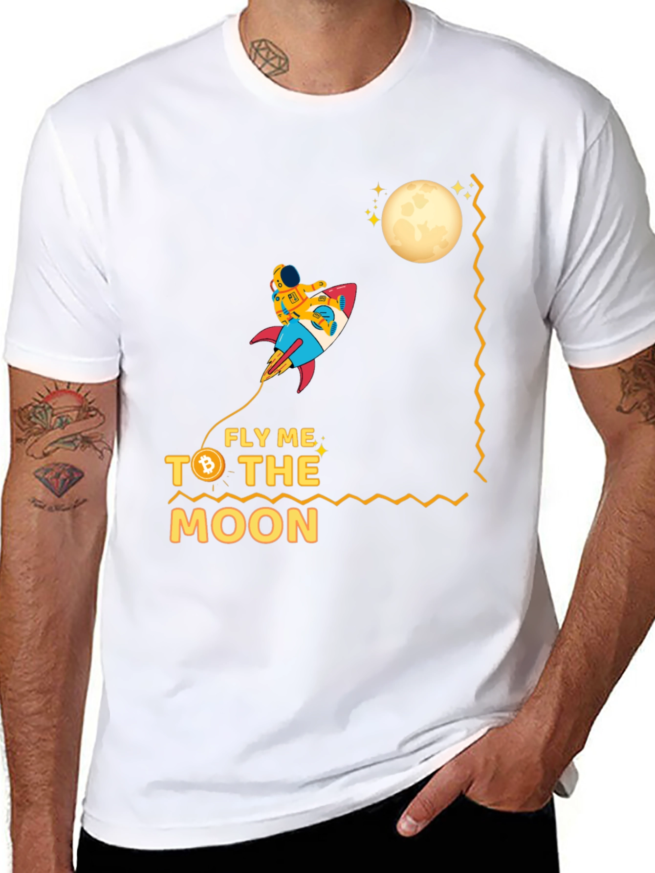 Fly Me to the Moon Bitcoin Graphic T-Shirt
