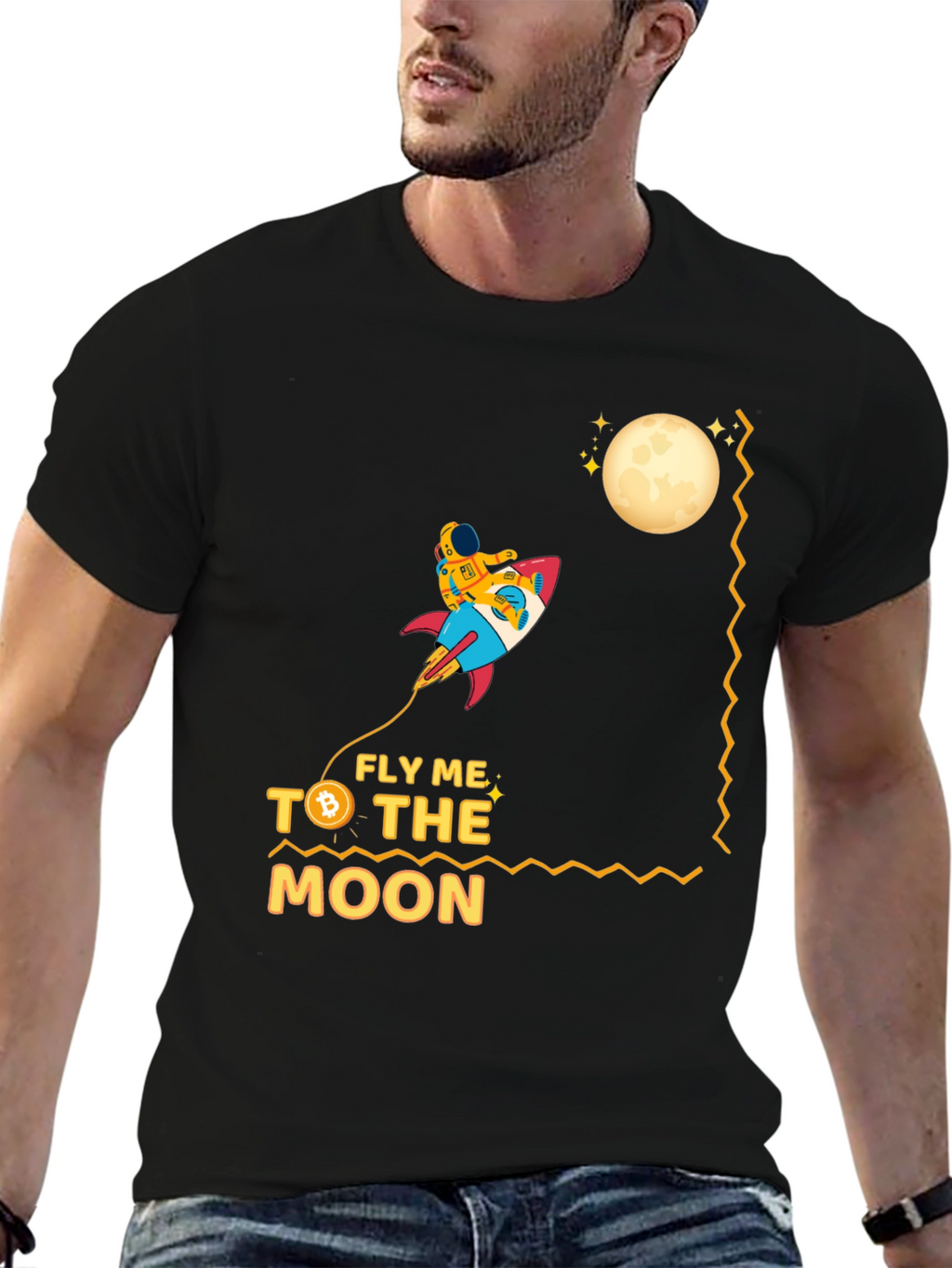 Fly Me to the Moon Bitcoin Graphic T-Shirt