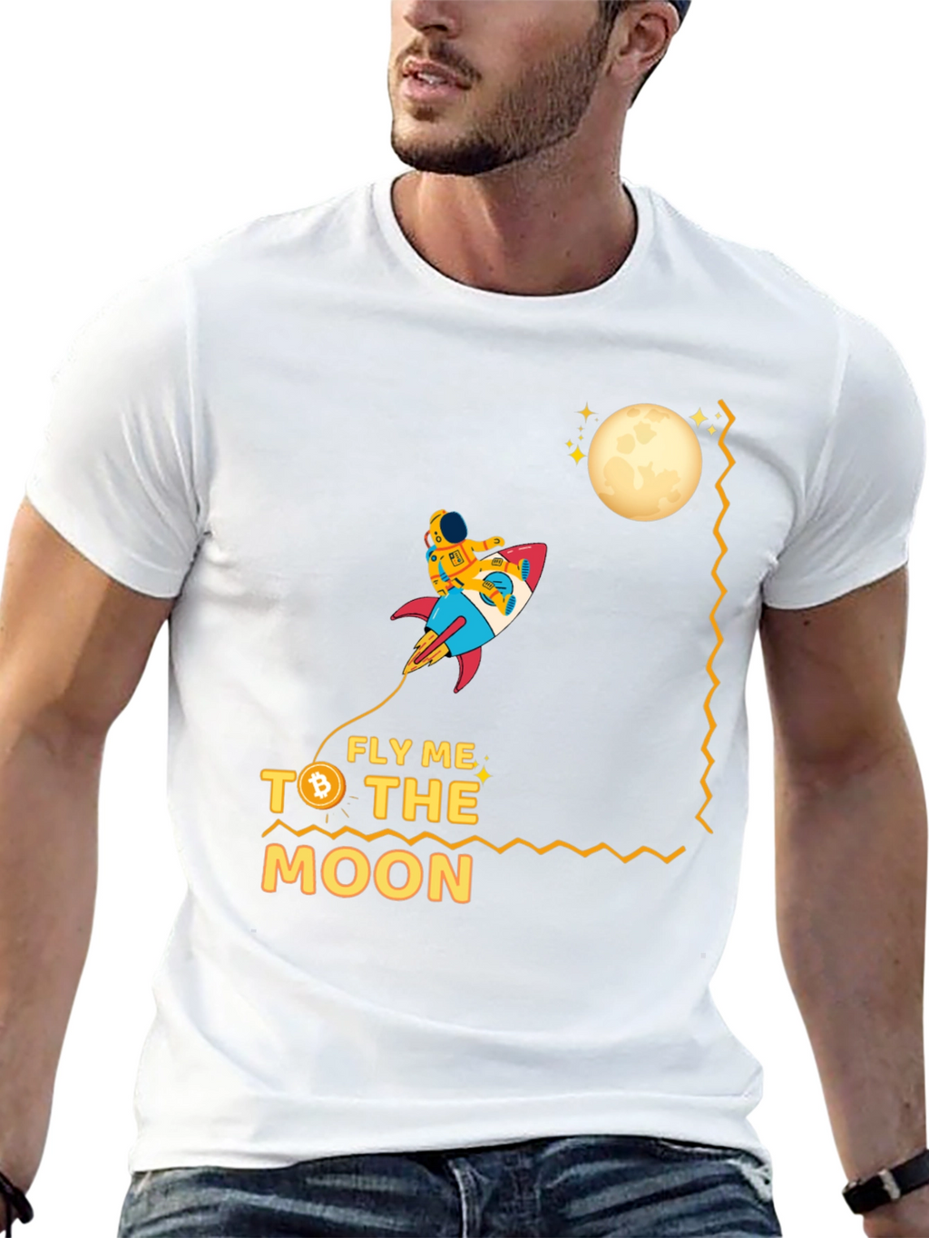 Fly Me to the Moon Bitcoin Graphic T-Shirt