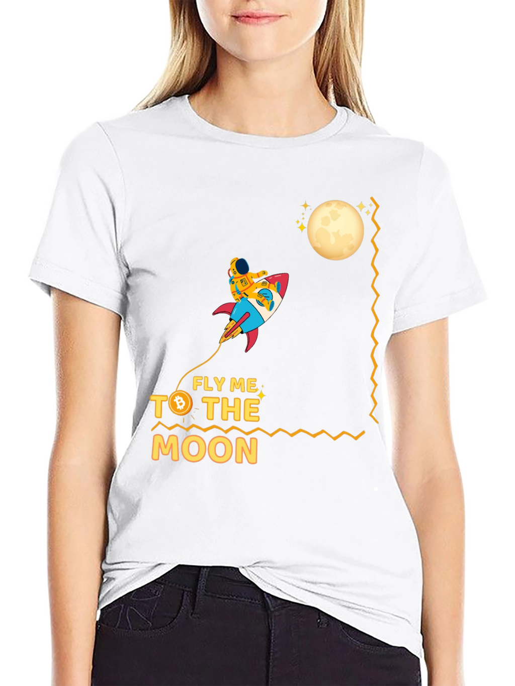 Fly Me to the Moon Bitcoin Graphic T-Shirt