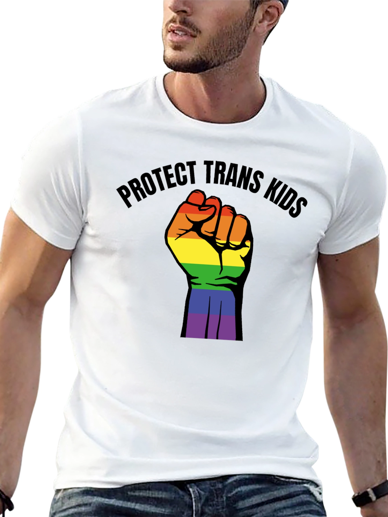 Protect Trans Kids Rainbow Fist T-Shirt