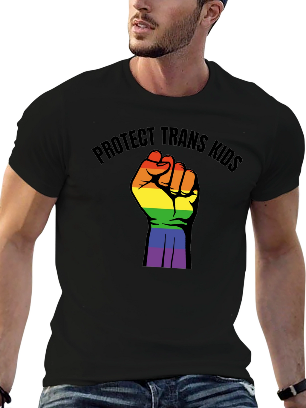 Protect Trans Kids Rainbow Fist T-Shirt