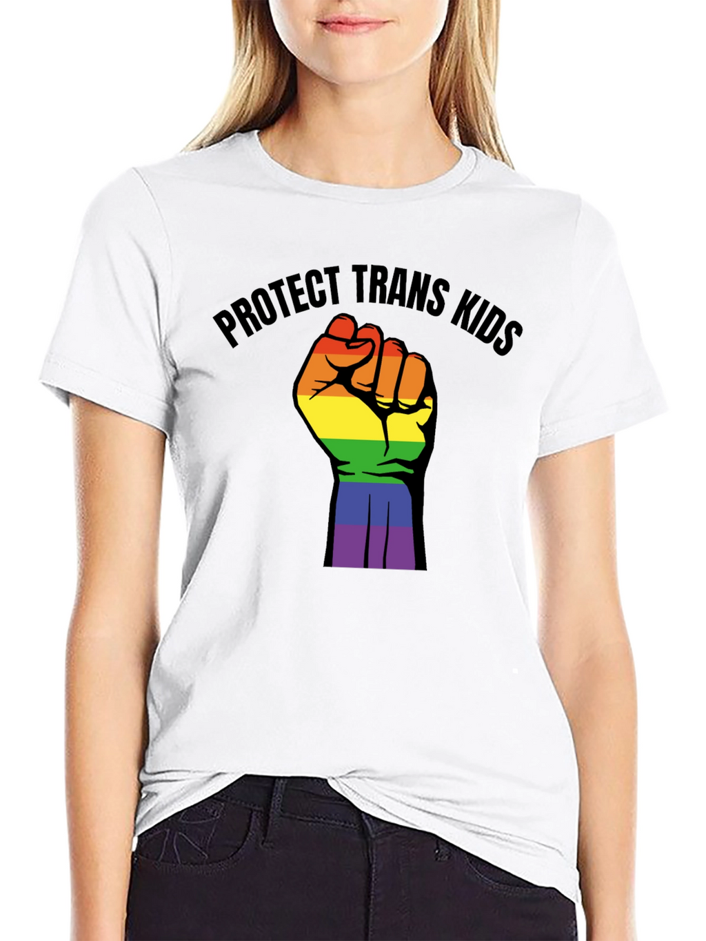 Protect Trans Kids Rainbow Fist T-Shirt