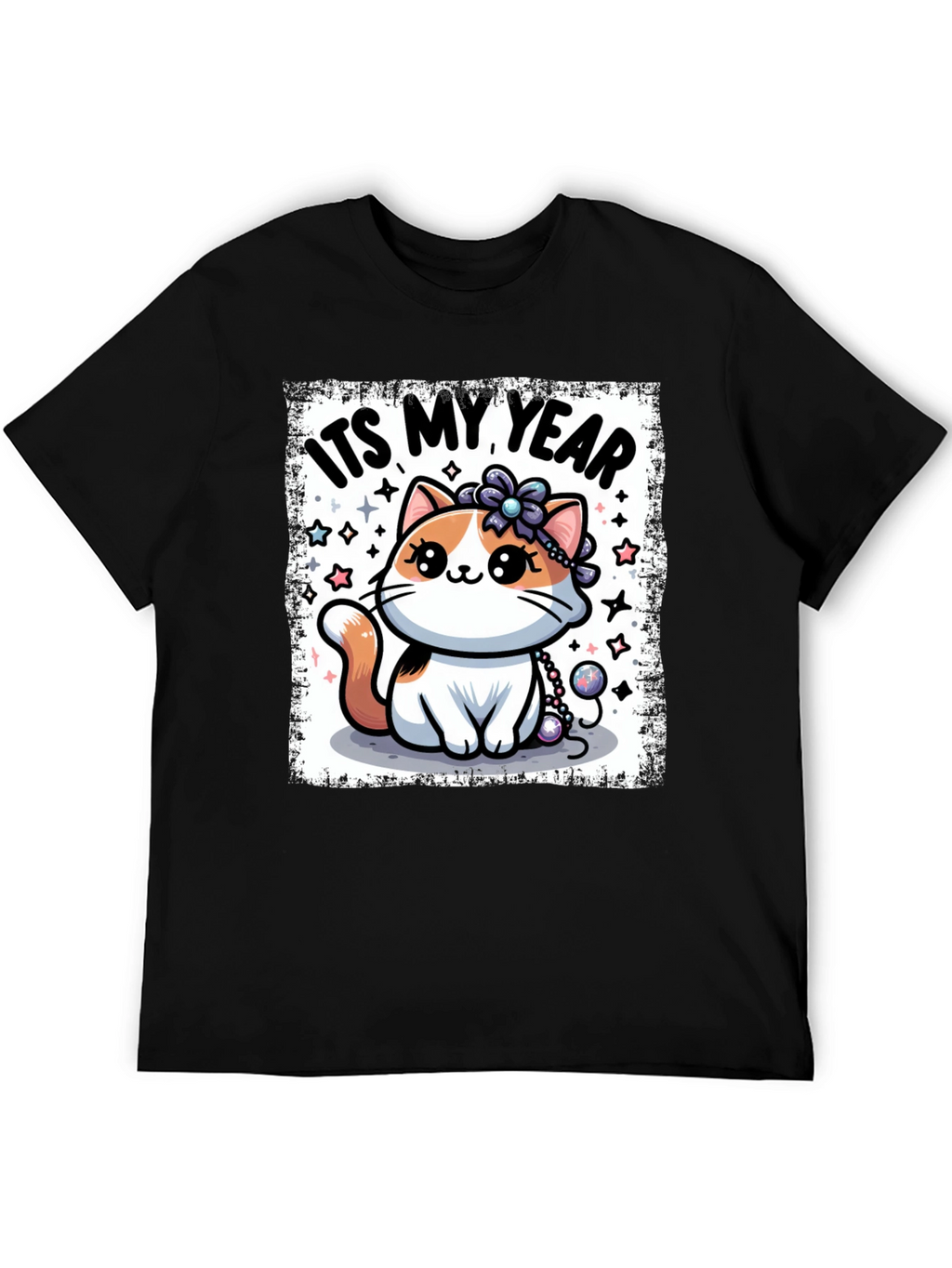 Cute Kitten Its My Year Black T-Shirt