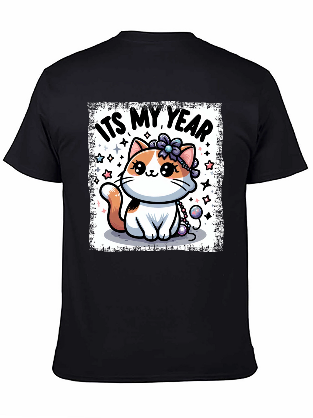 Cute Kitten Its My Year Black T-Shirt