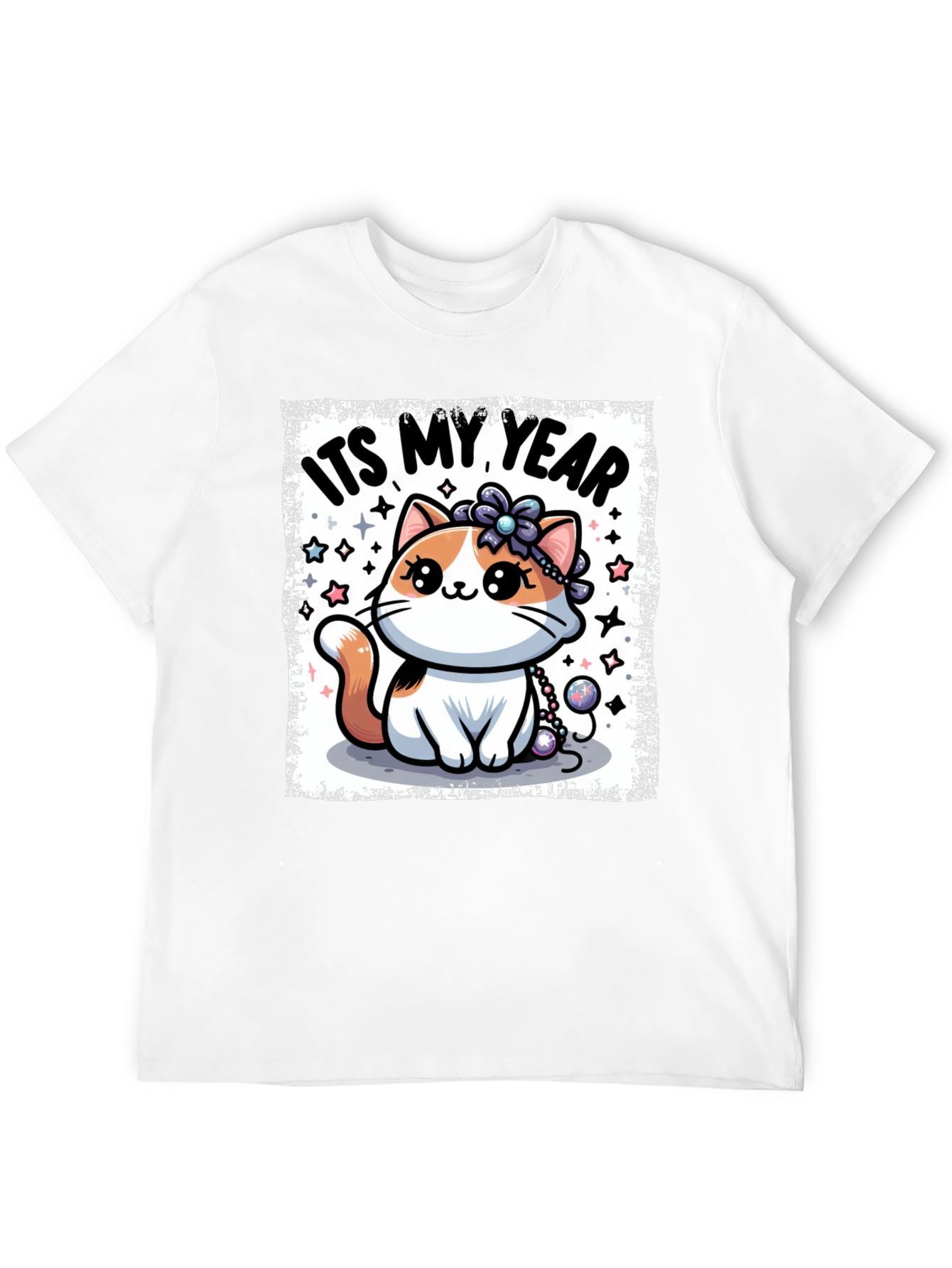 Cute Kitten Its My Year Black T-Shirt