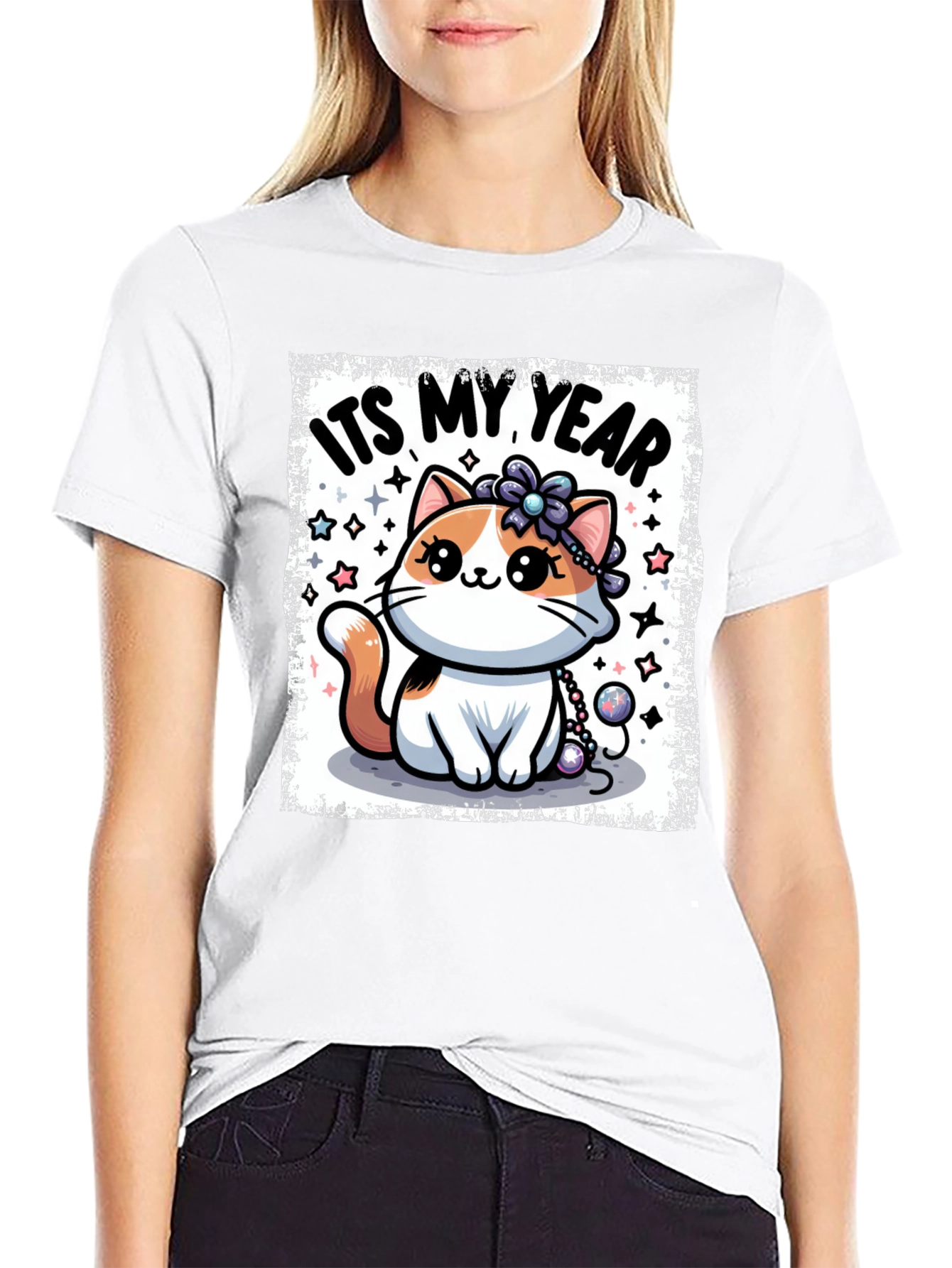 Cute Kitten Its My Year Black T-Shirt