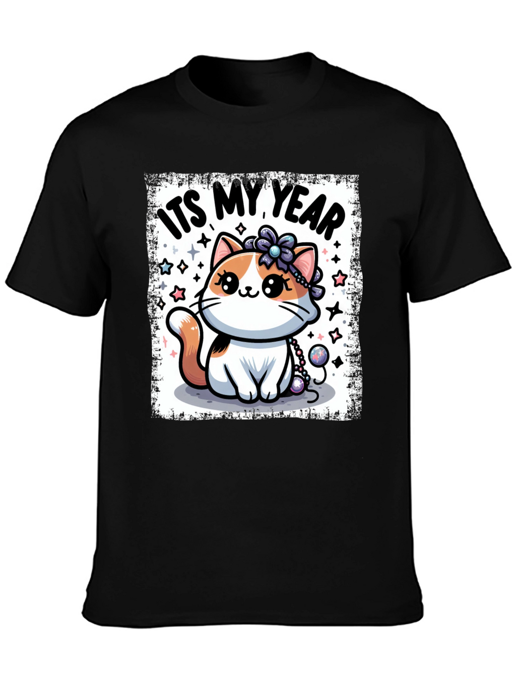 Cute Kitten Its My Year Black T-Shirt