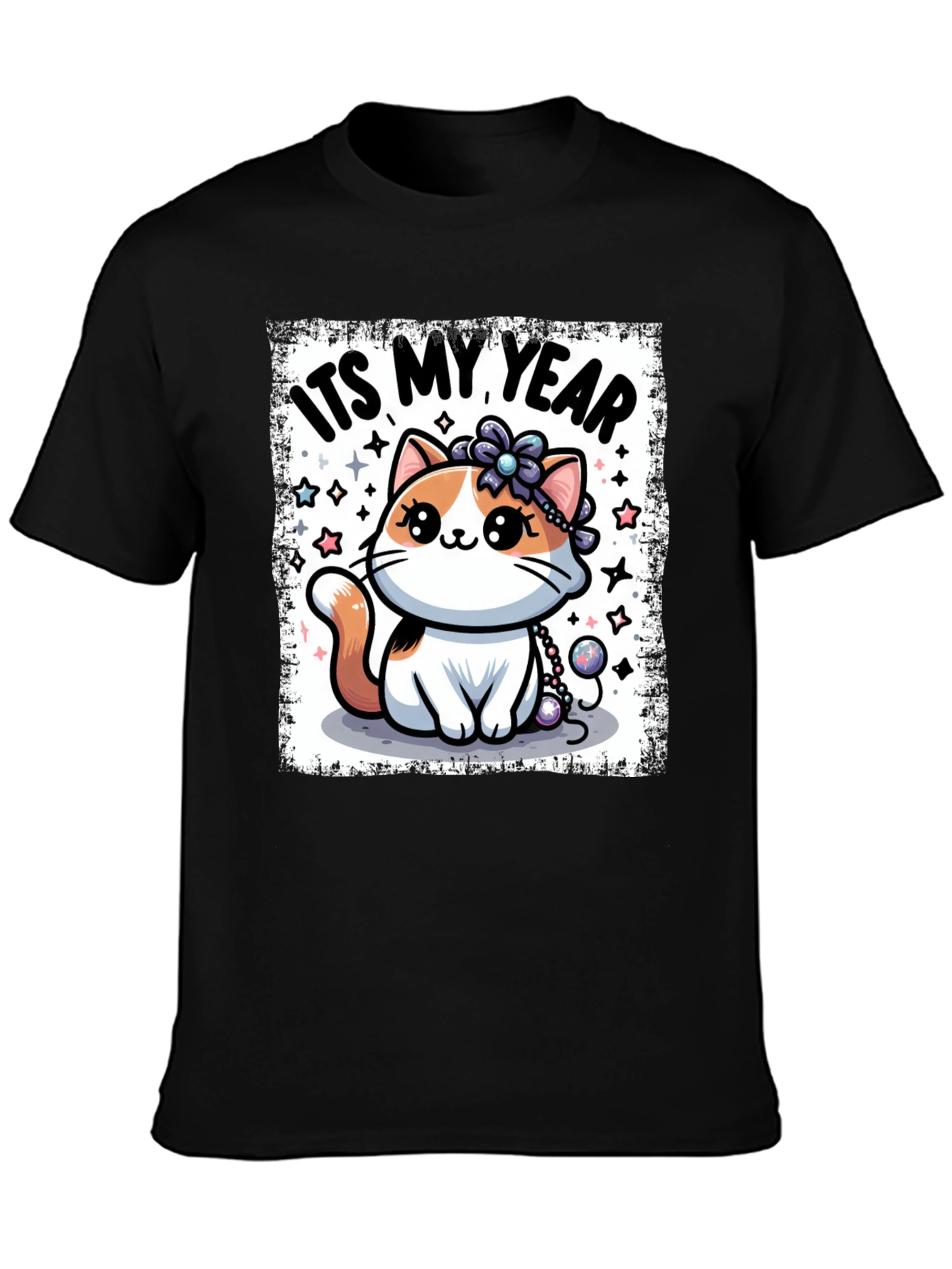 Cute Kitten Its My Year Black T-Shirt