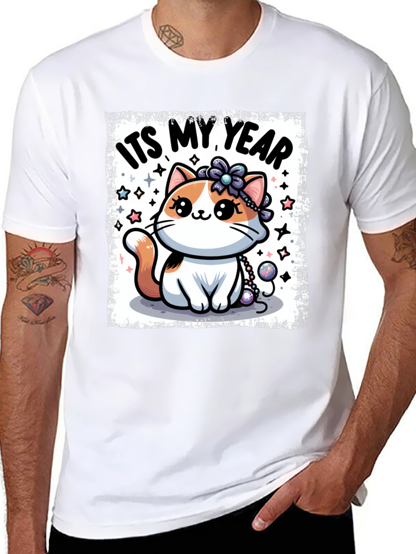 Cute Kitten Its My Year Black T-Shirt