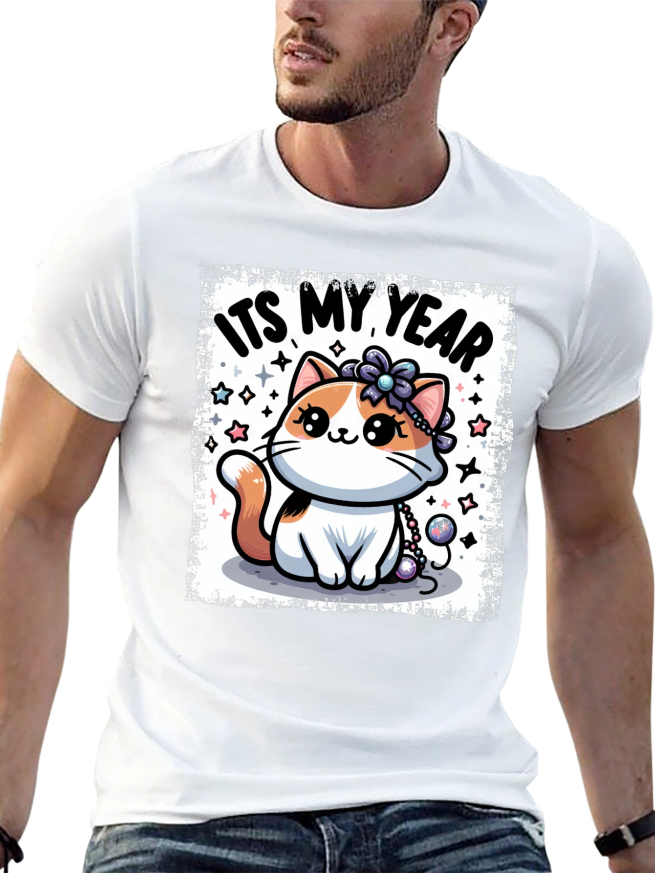 Cute Kitten Its My Year Black T-Shirt
