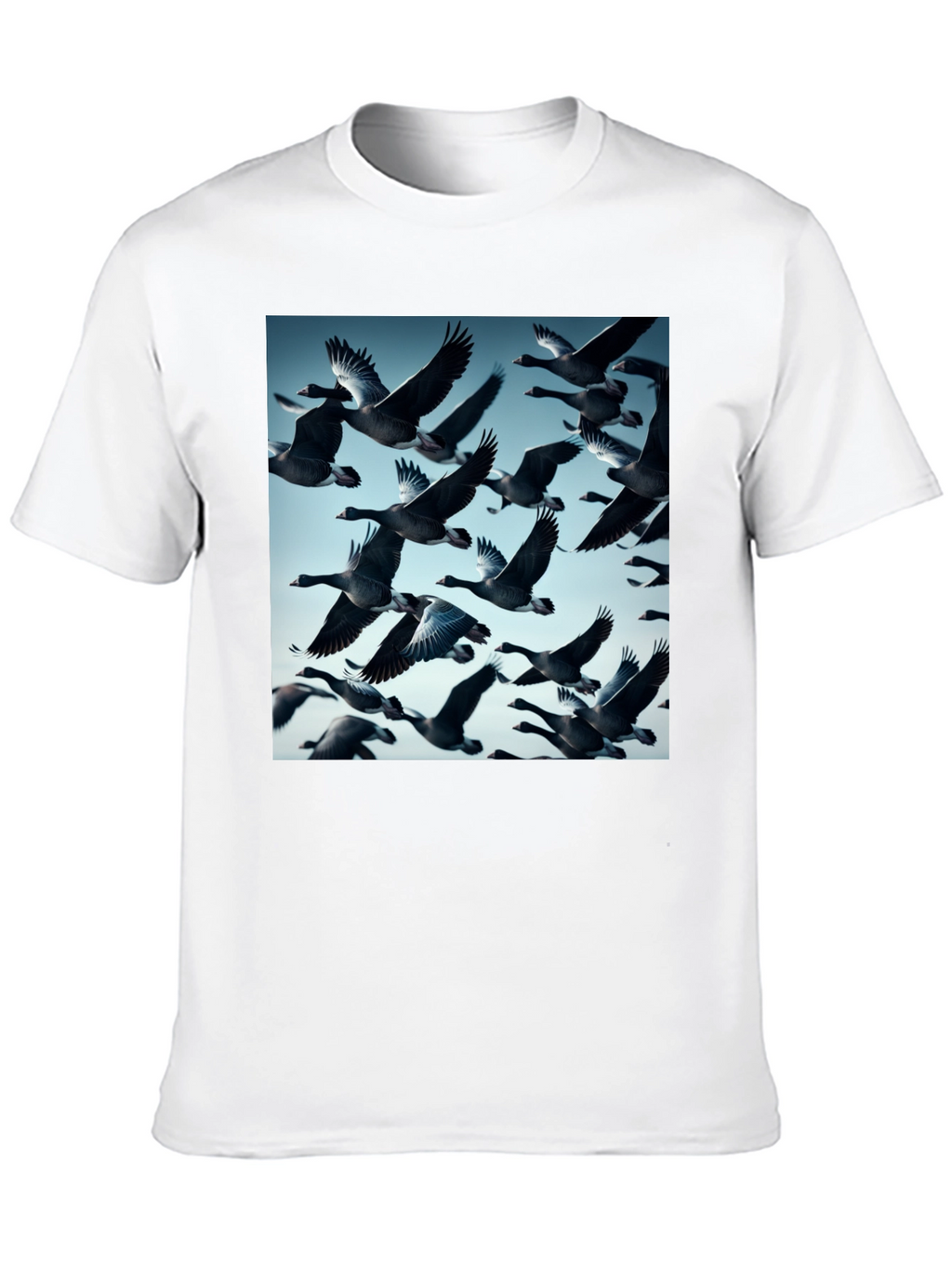 Mens Black T-Shirt with Flying Geese Print