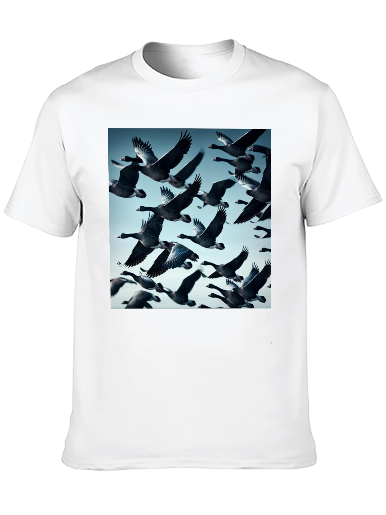 Mens Black T-Shirt with Flying Geese Print