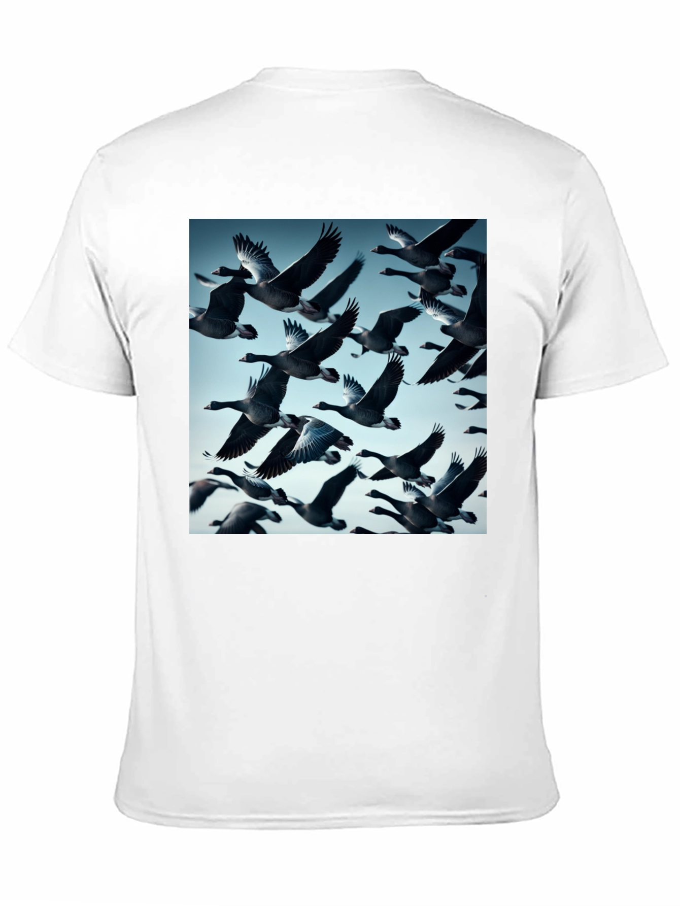 Mens Black T-Shirt with Flying Geese Print