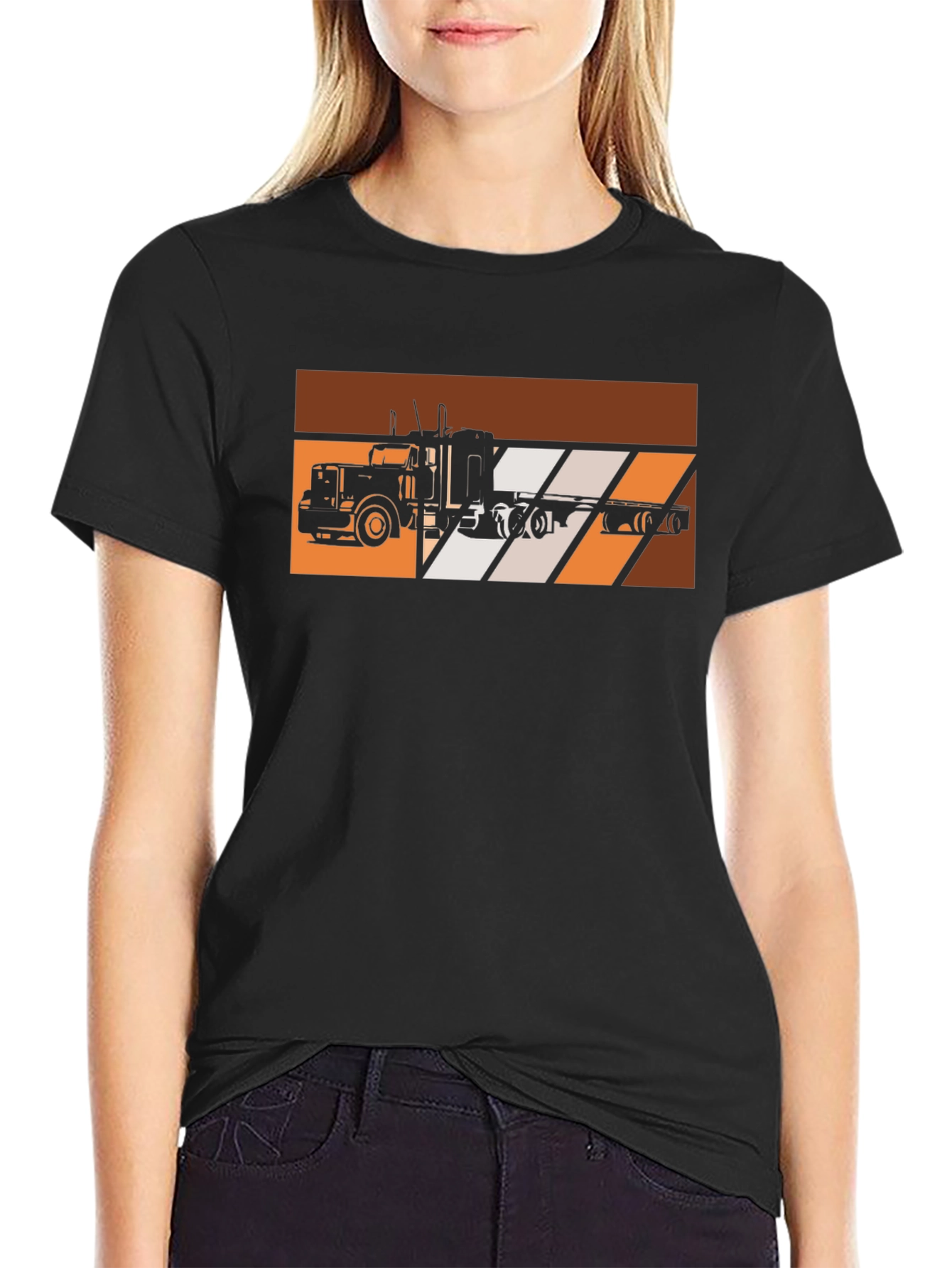 Retro Trucker T-Shirt - Black Graphic Tee