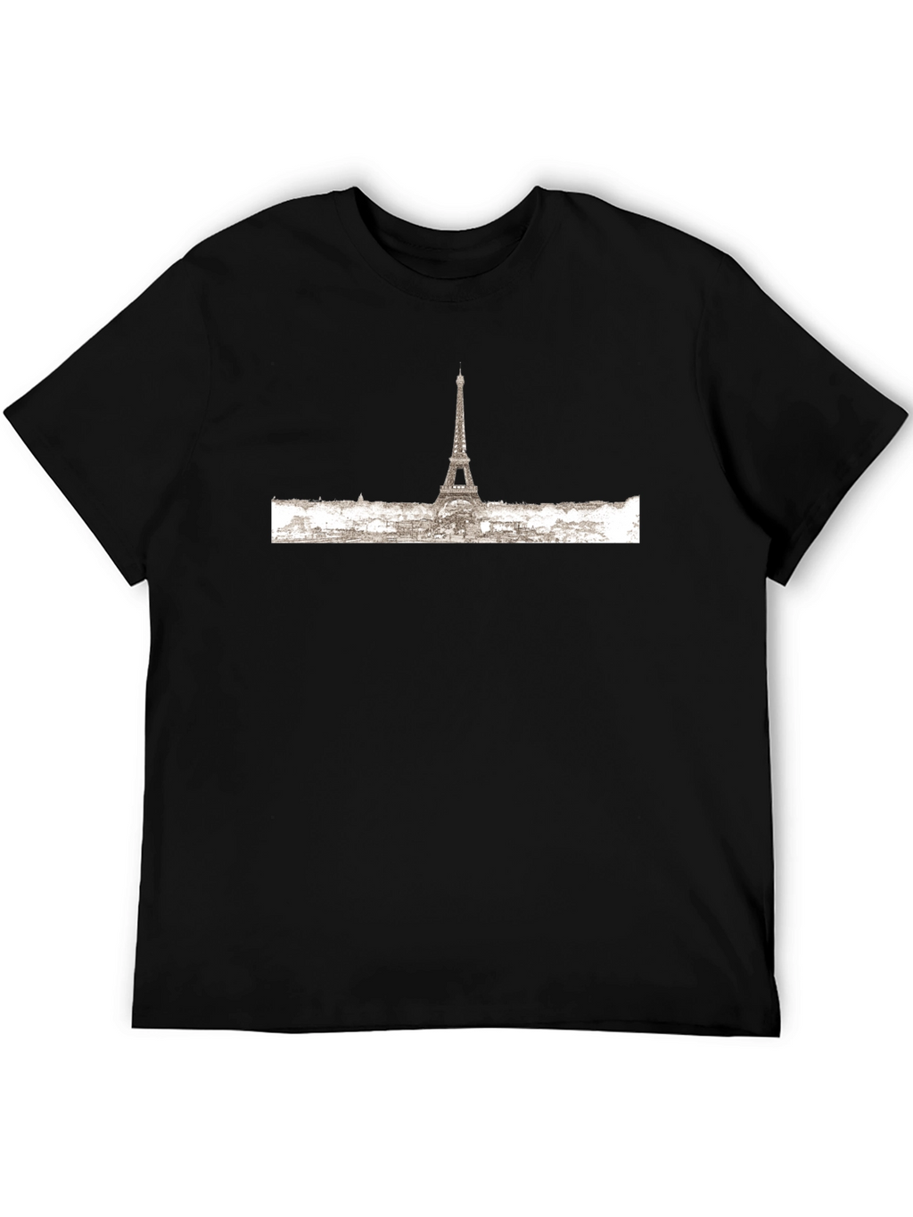Paris Skyline Graphic Tee - Black Cotton T-Shirt