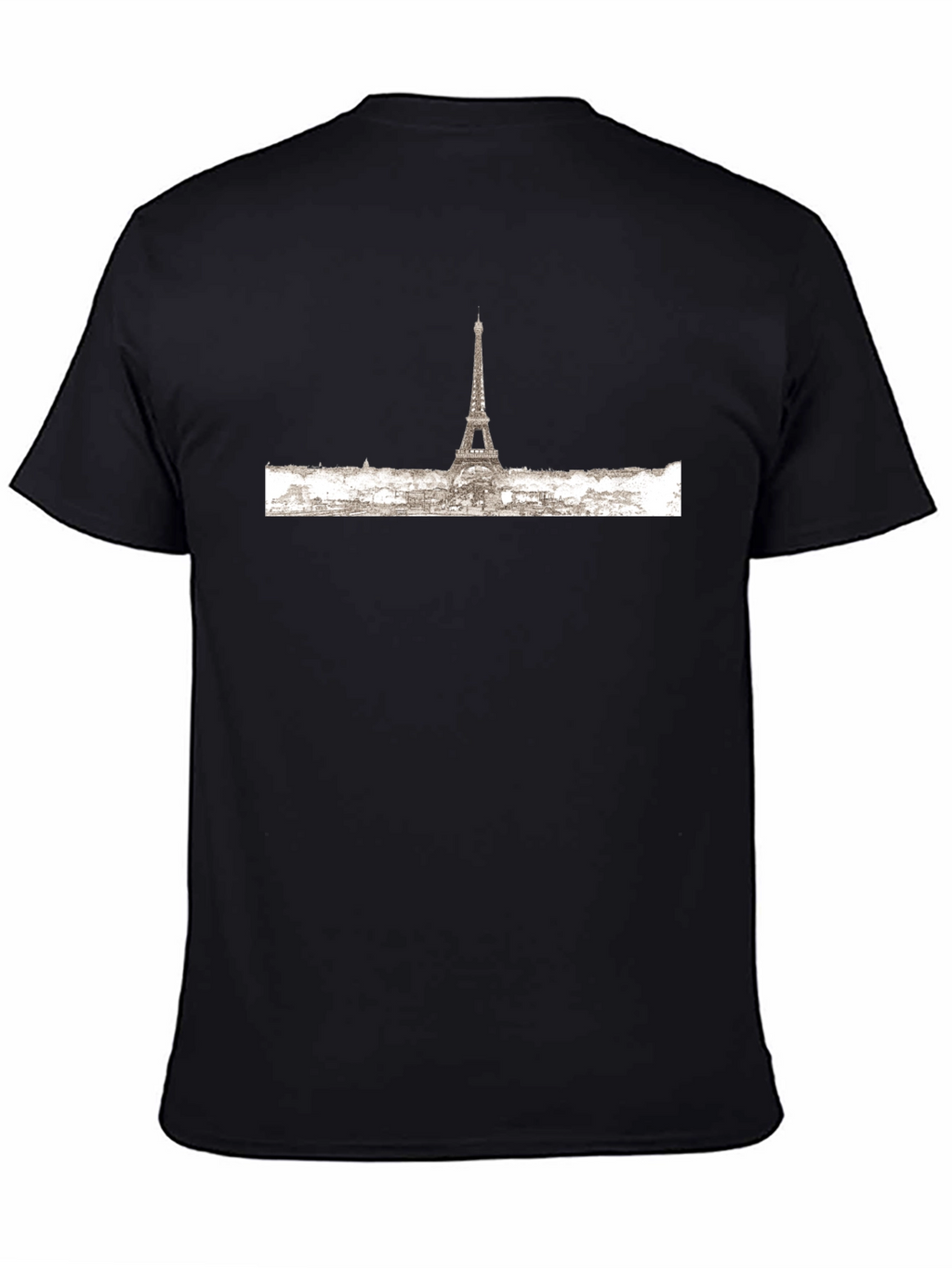 Paris Skyline Graphic Tee - Black Cotton T-Shirt