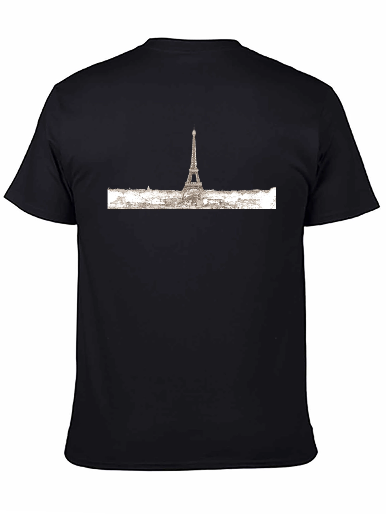 Paris Skyline Graphic Tee - Black Cotton T-Shirt