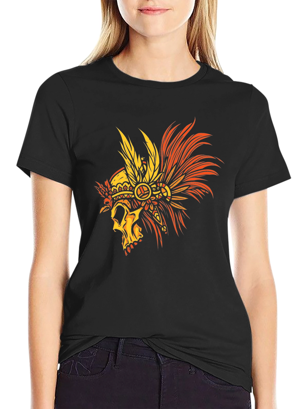 Skull Headdress Graphic Tee - Mens Black T-Shirt
