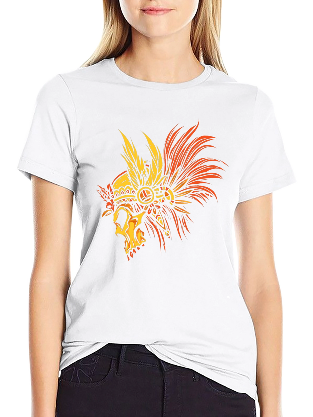 Skull Headdress Graphic Tee - Mens Black T-Shirt