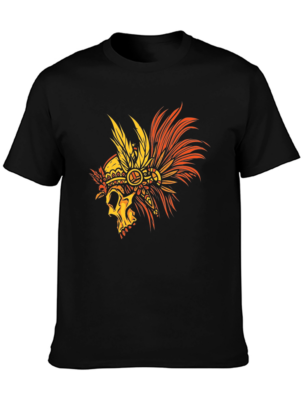 Skull Headdress Graphic Tee - Mens Black T-Shirt