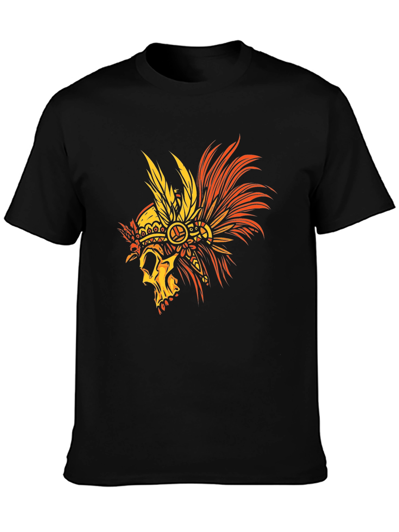Skull Headdress Graphic Tee - Mens Black T-Shirt