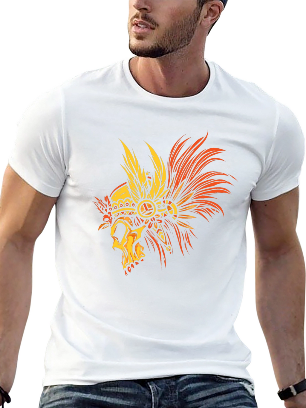 Skull Headdress Graphic Tee - Mens Black T-Shirt