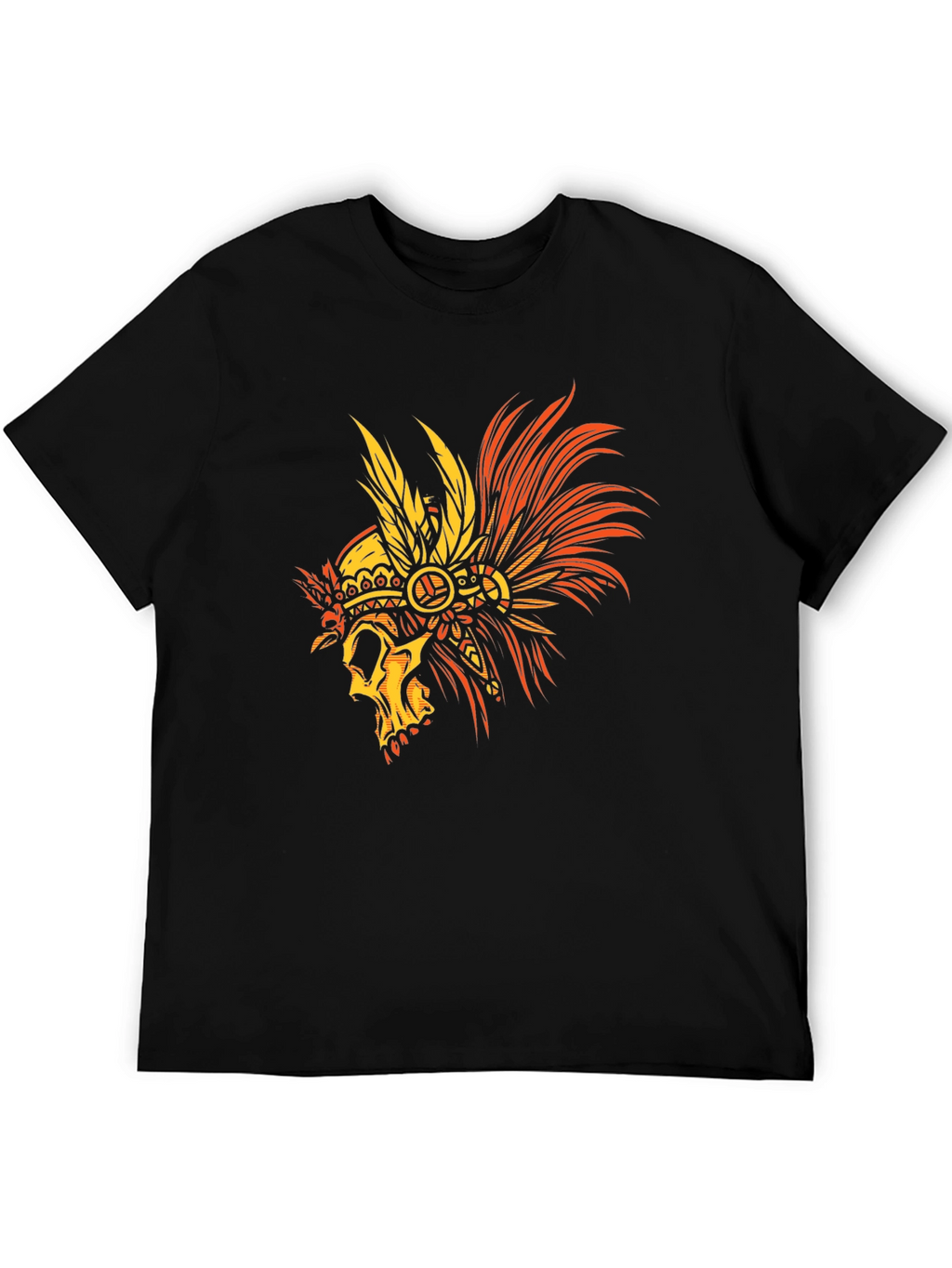 Skull Headdress Graphic Tee - Mens Black T-Shirt