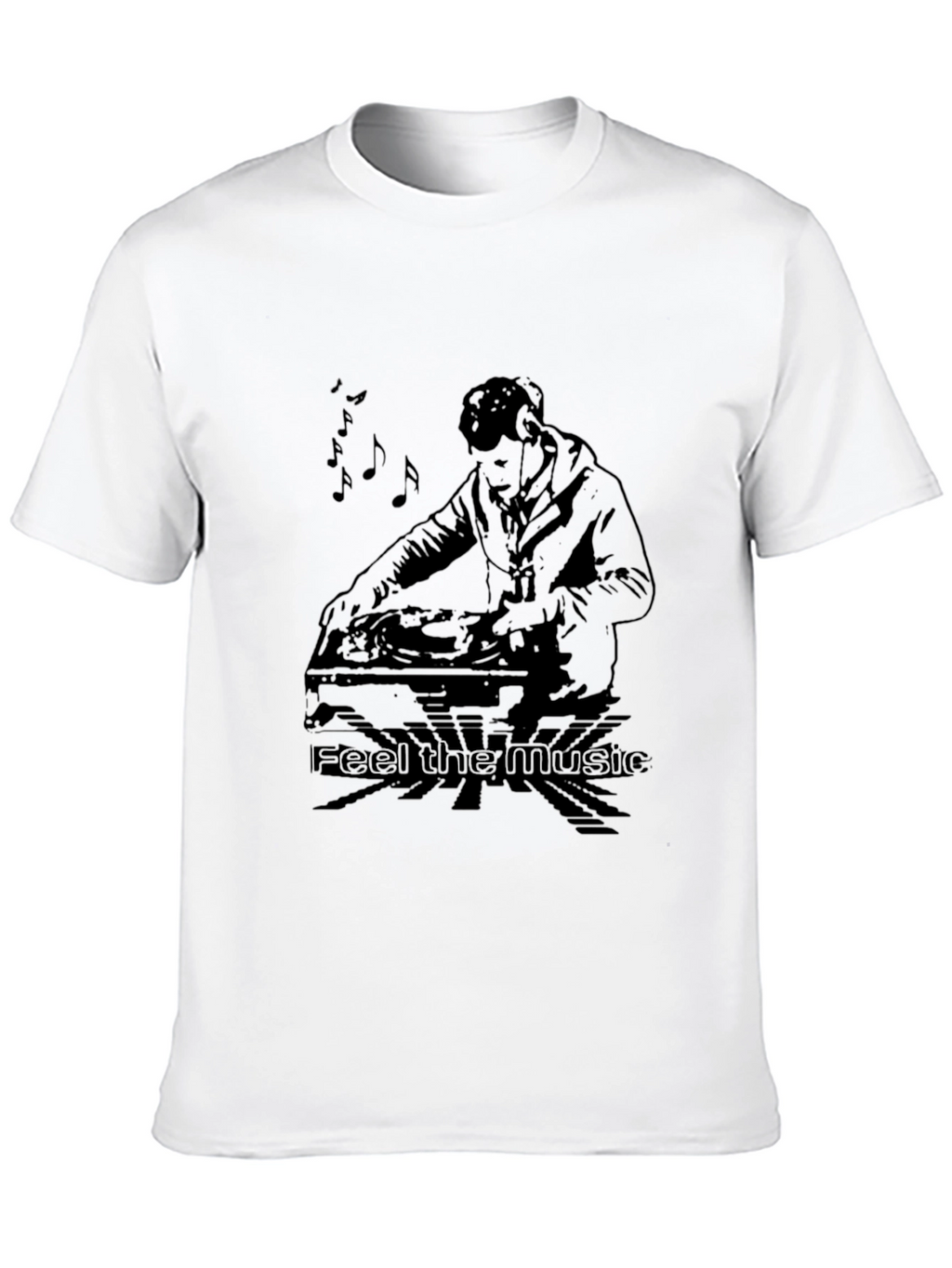 DJ Feel the Music Graphic Black T-Shirt