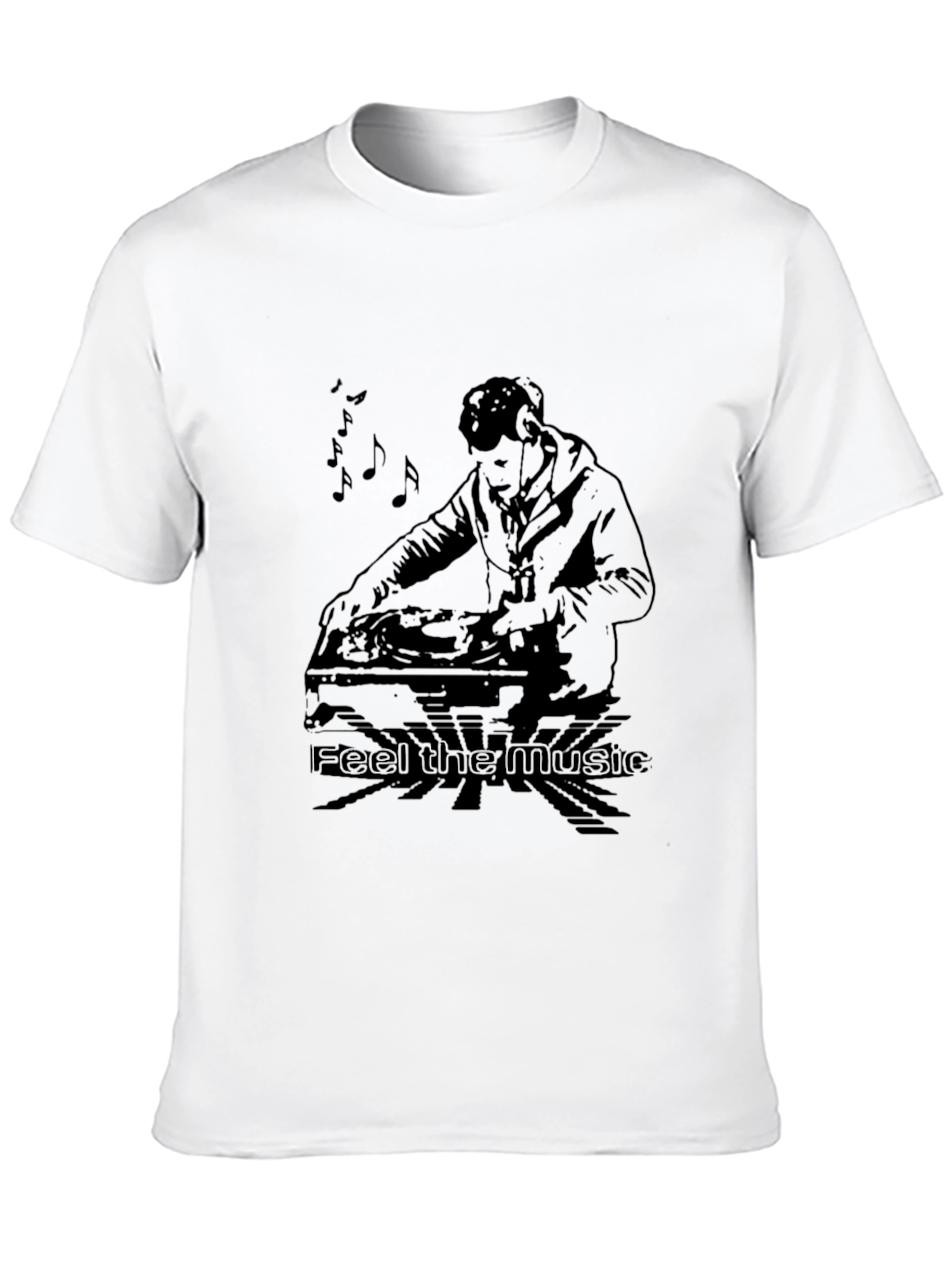DJ Feel the Music Graphic Black T-Shirt