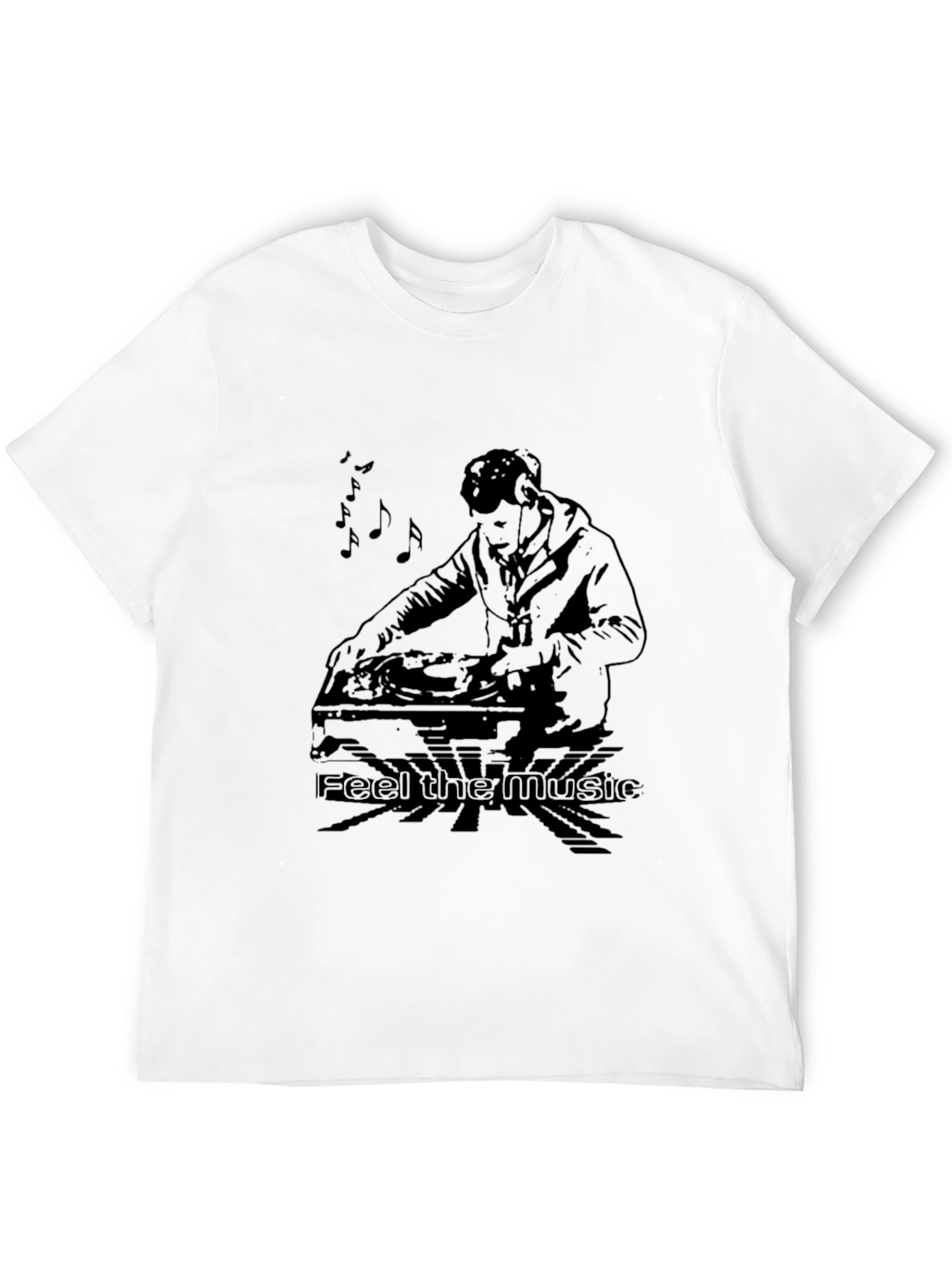 DJ Feel the Music Graphic Black T-Shirt