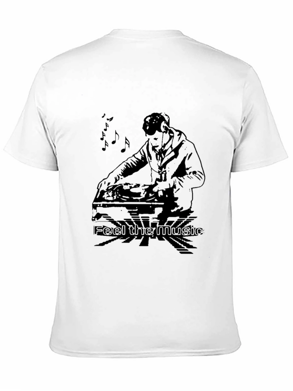 DJ Feel the Music Graphic Black T-Shirt
