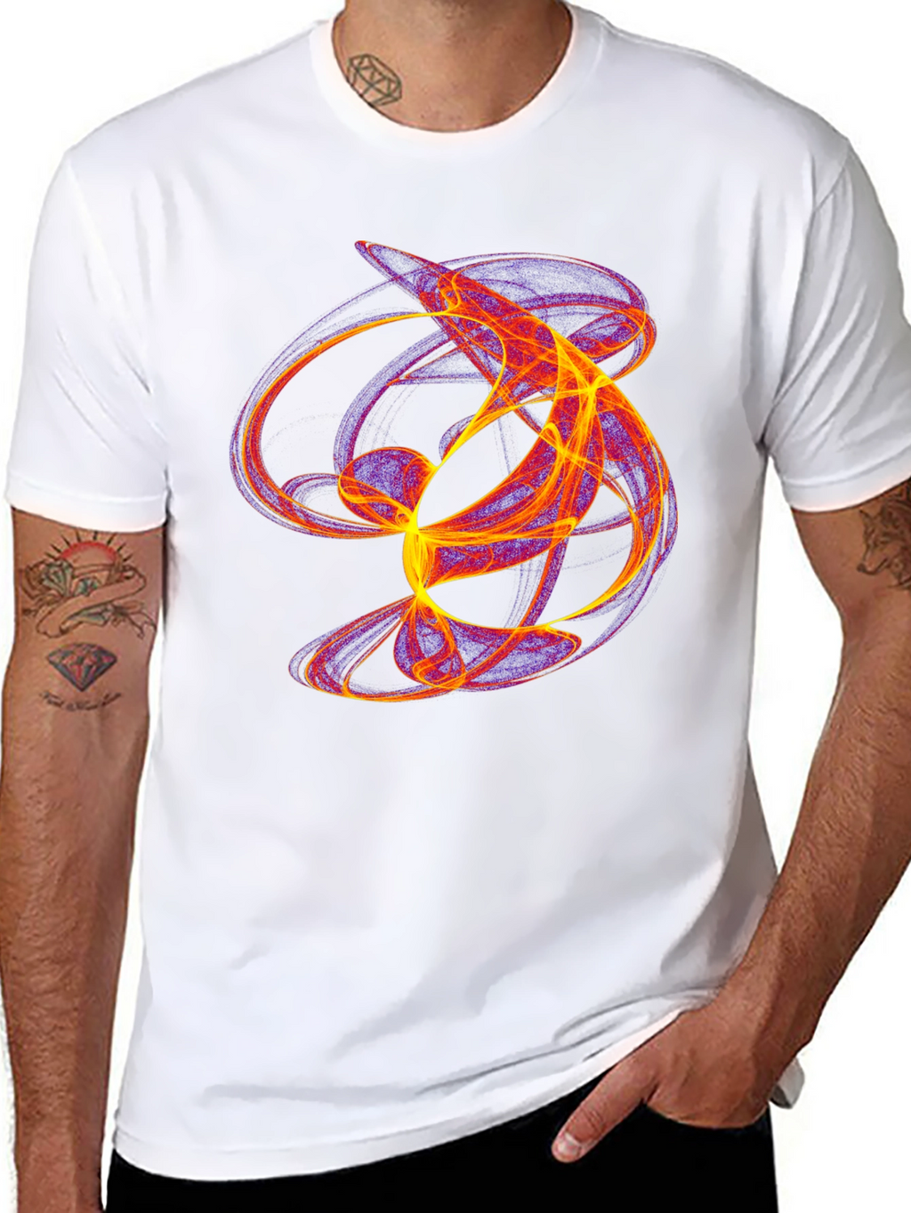 Abstract Flame Graphic Black T-Shirt