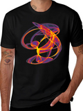 Abstract Flame Graphic Black T-Shirt