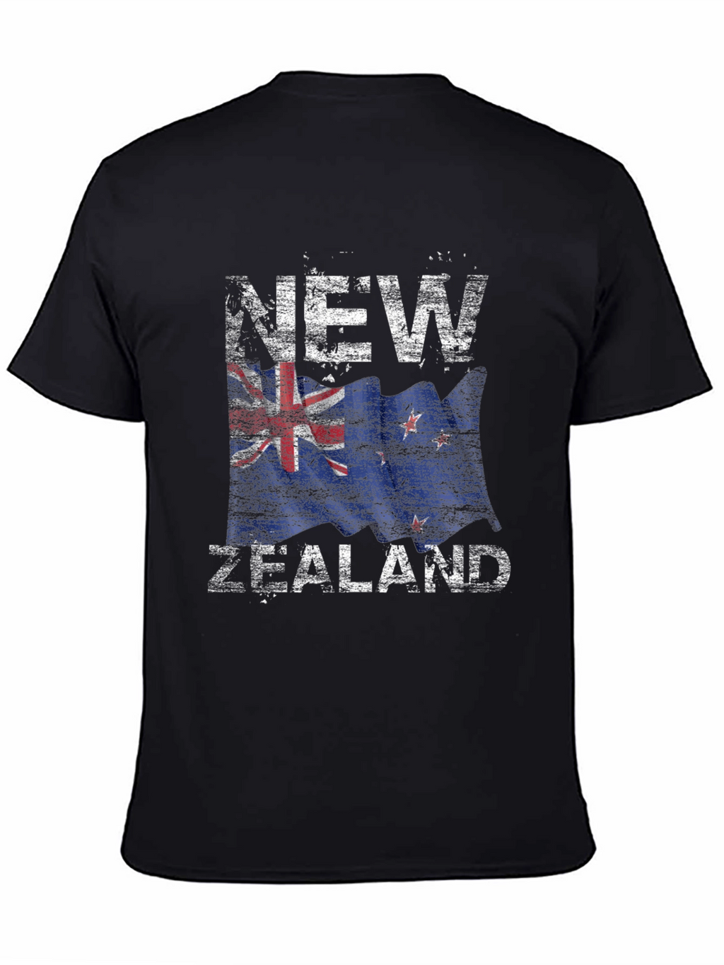 New Zealand Flag Graphic Print Black T-Shirt