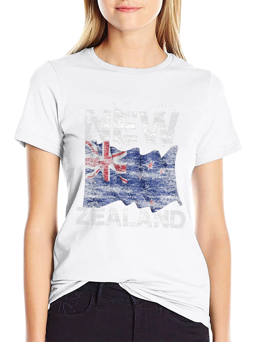 New Zealand Flag Graphic Print Black T-Shirt