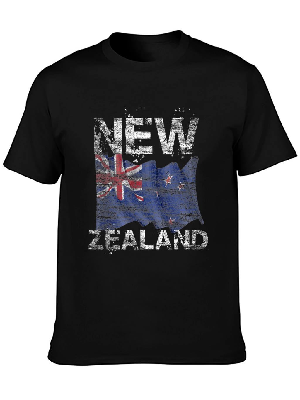 New Zealand Flag Graphic Print Black T-Shirt