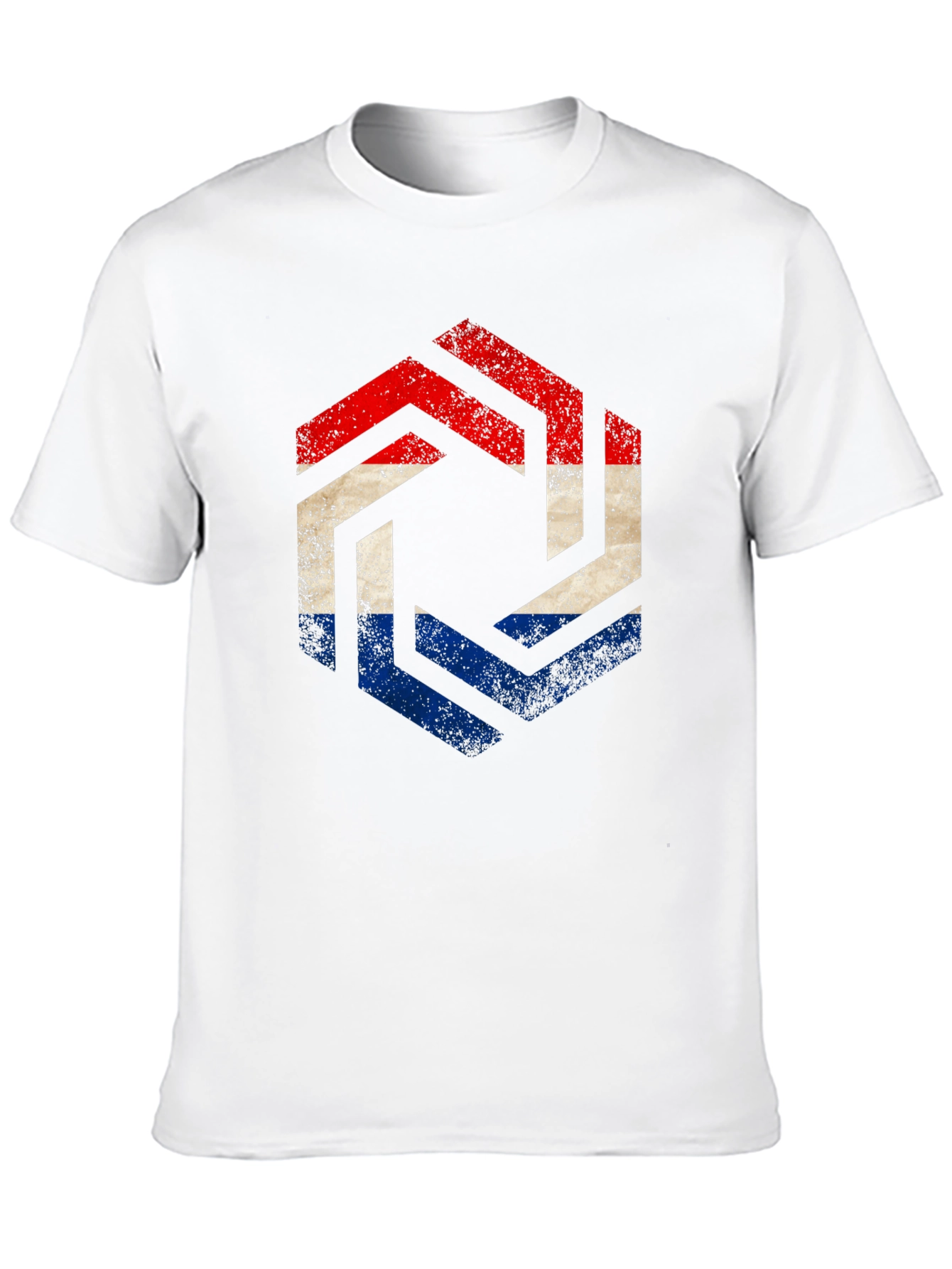 Netherlands Flag Hexagon T-Shirt - Distressed Print