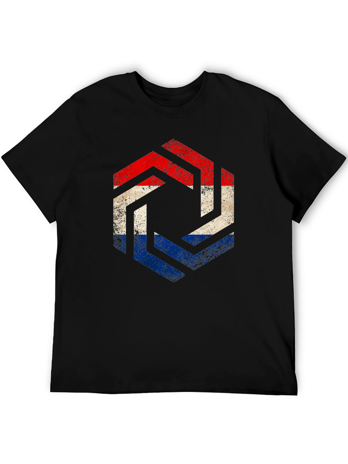 Netherlands Flag Hexagon T-Shirt - Distressed Print