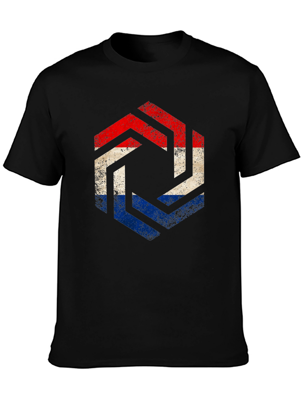 Netherlands Flag Hexagon T-Shirt - Distressed Print