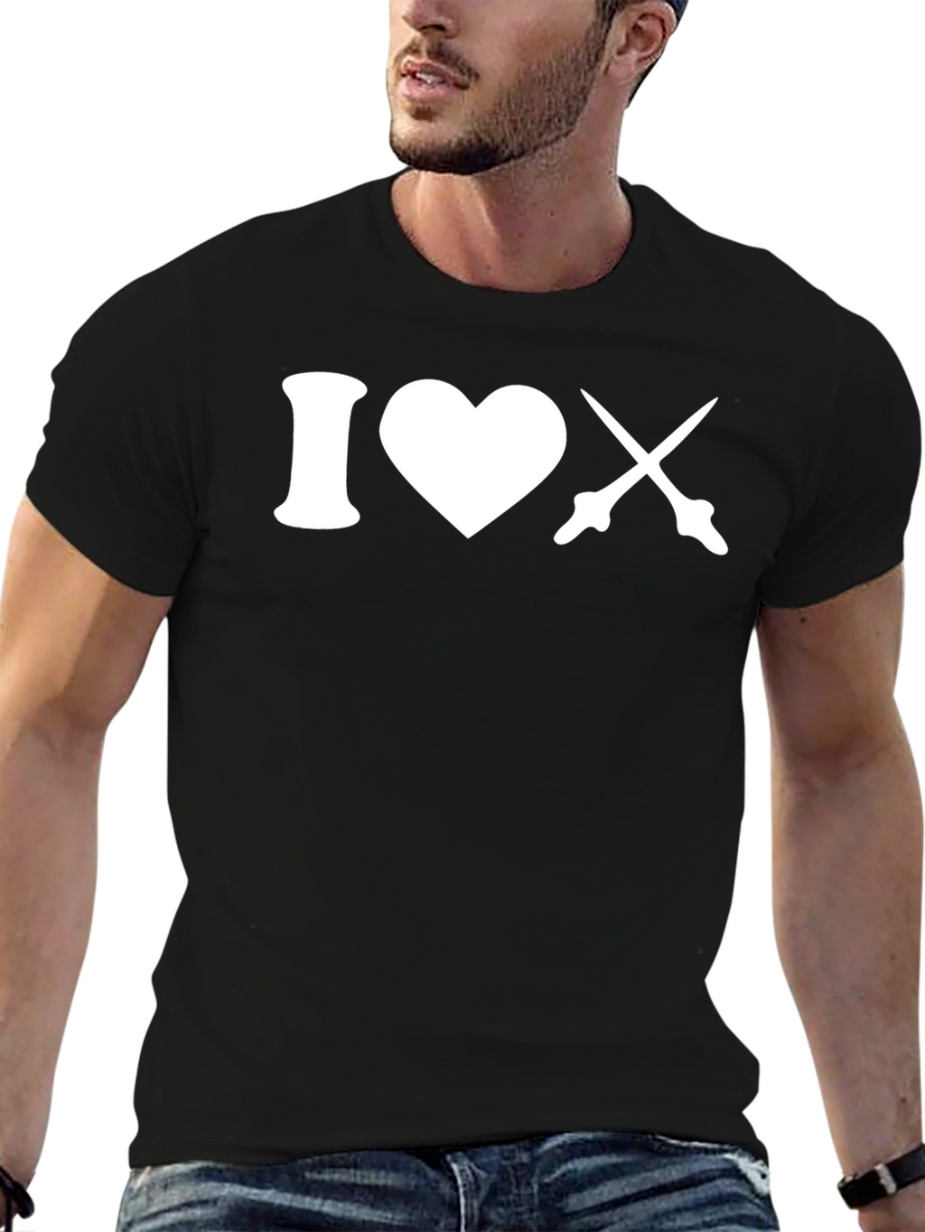 I Love Fencing T-Shirt - Black