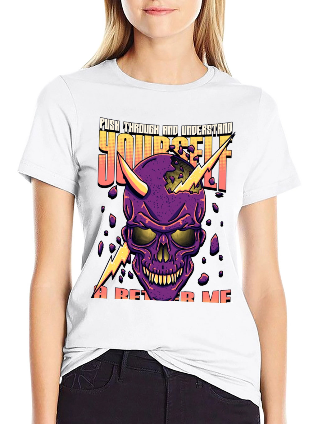 Push Through Yourself Skull Graphic Tee