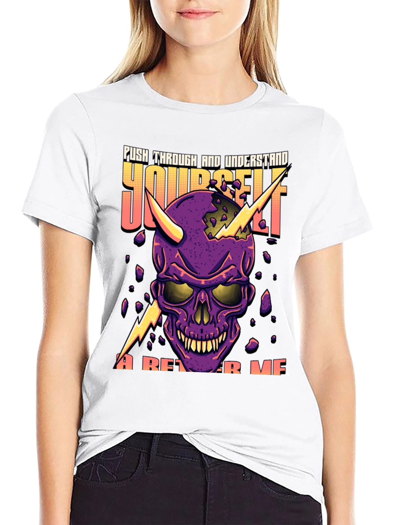 Push Through Yourself Skull Graphic Tee
