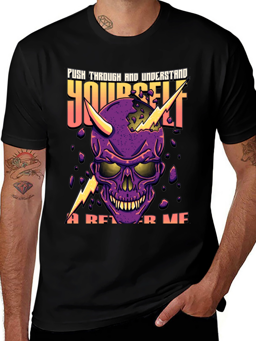 Push Through Yourself Skull Graphic Tee