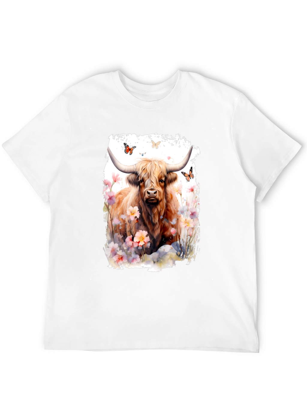 Highland Cow & Flowers Graphic T-Shirt