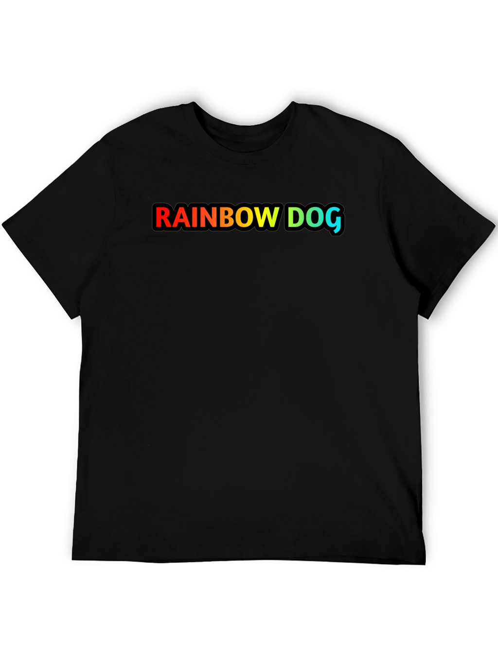 Rainbow Dog Graphic Black T-Shirt