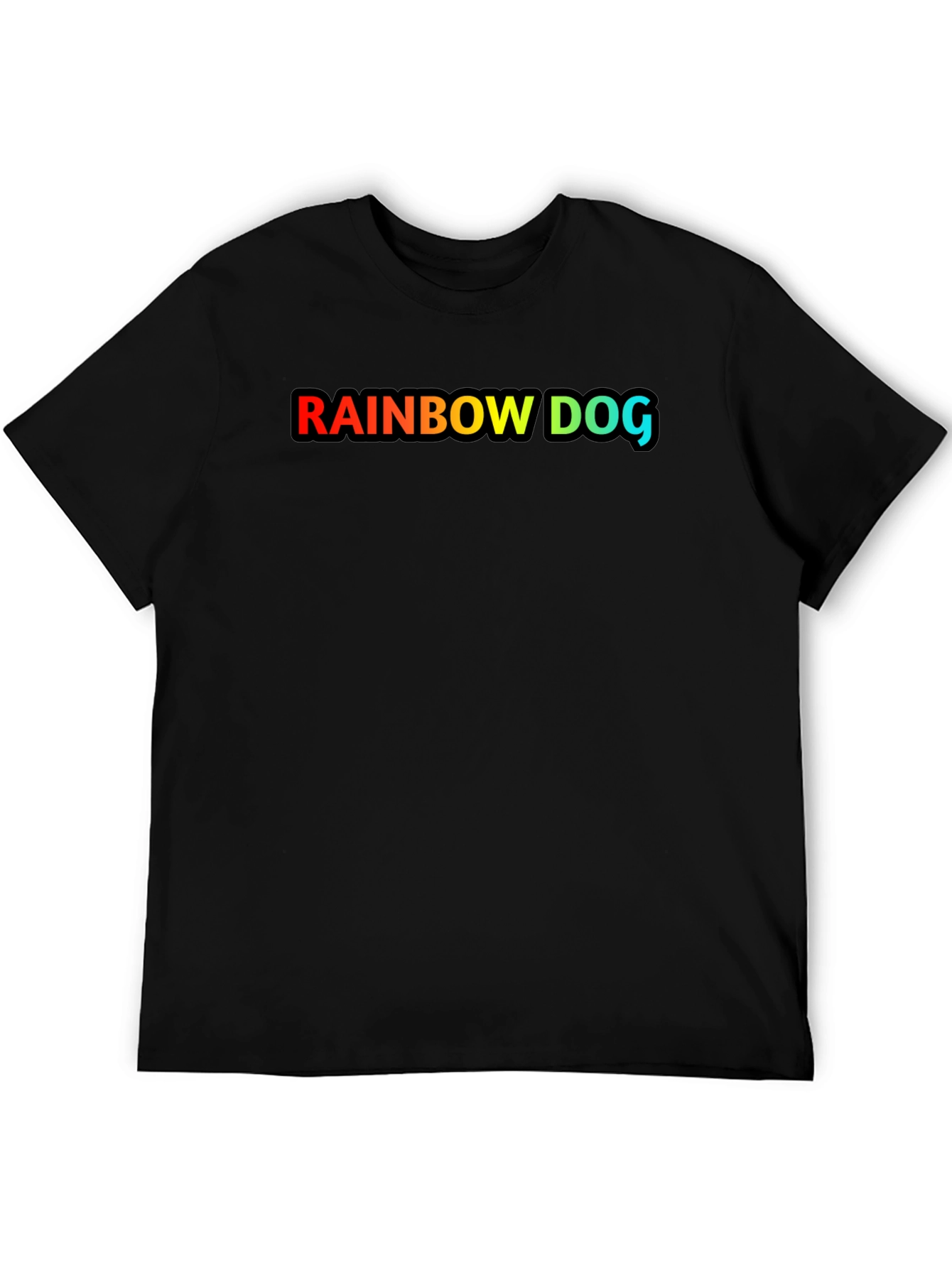 Rainbow Dog Graphic Black T-Shirt
