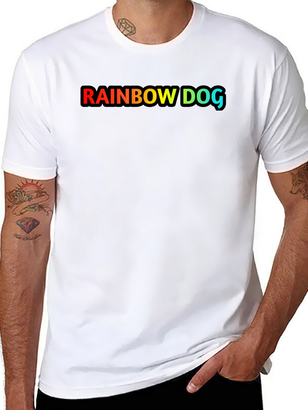 Rainbow Dog Graphic Black T-Shirt