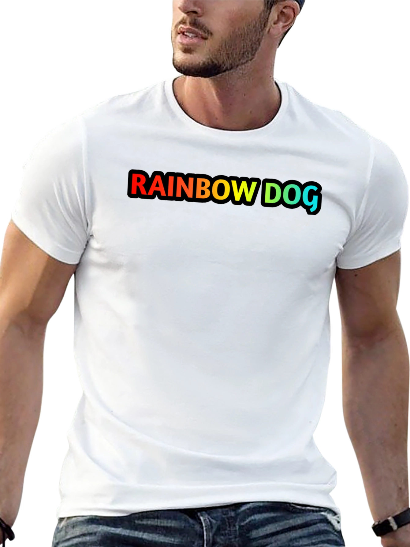Rainbow Dog Graphic Black T-Shirt