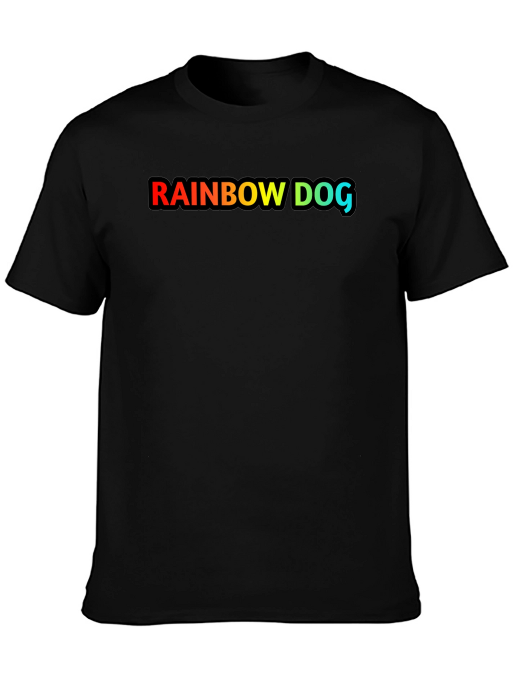 Rainbow Dog Graphic Black T-Shirt